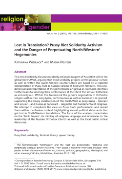 Lost in Translation? Pussy Riot Solidarity Activism and the Danger of