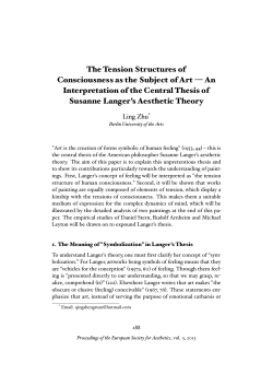 The Tension Structures of Consciousness as the Subject of Art &mdash; An