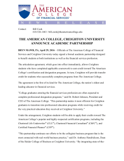 the american college, creighton university announce academic