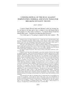 undoing repeal of the rule against perpetuities: federal and state