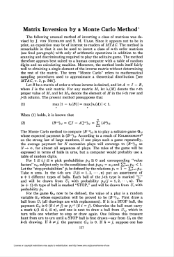 Matrix Inversion by a Monte Carlo Method `