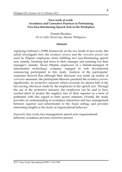 Face-work at work - Philippine ESL Journal