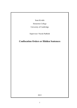 Confiscation Orders or Hidden Sentences