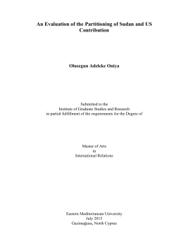 An Evaluation of the Partitioning of Sudan and US Contribution