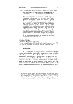 THE SAFE PORT PROMISE OF CHARTERERS FROM THE