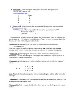 1. Homework1: Write a program that displays the square of integers