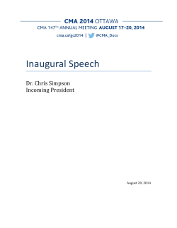 Inaugural Speech - Canadian Medical Association
