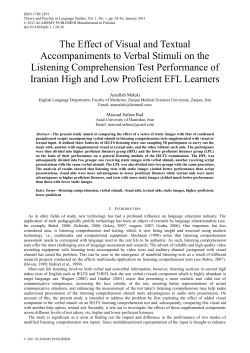 The Effect of Visual and Textual Accompaniments to Verbal Stimuli