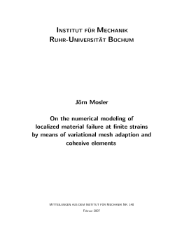 J&ouml;rn Mosler On the numerical modeling of localized material failure