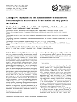 Atmospheric sulphuric acid and aerosol formation