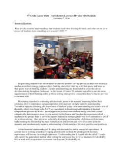 Introductory Lesson on Division with Decimals December 7, 2016
