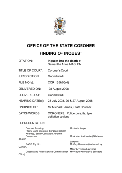 office of the state coroner finding of inquest