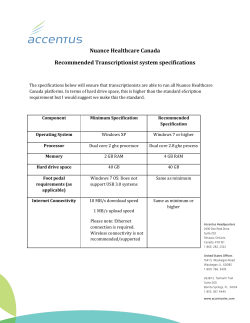 Nuance Healthcare Canada Recommended Transcriptionist system