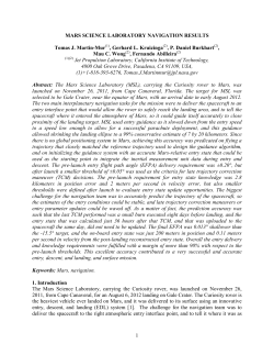 1 MARS SCIENCE LABORATORY NAVIGATION RESULTS Tomas J