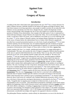 Against Fate by Gregory of Nyssa
