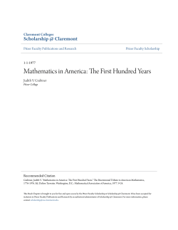 Mathematics in America: The First Hundred Years