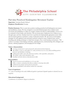 Part-time Preschool/Kindergarten Movement Teacher
