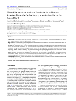 Effect of Liaison Nurse Service on Transfer Anxiety of Patients
