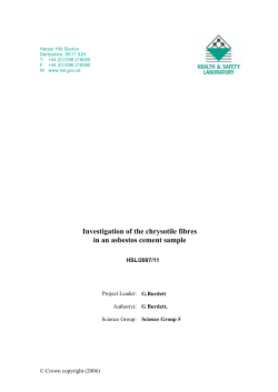 HSL/2007/11 - Investigation of the Chrysotile Fibres in an