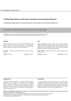 Is Platelet Rich Plasma an Alternative Treatment in Granulomatous