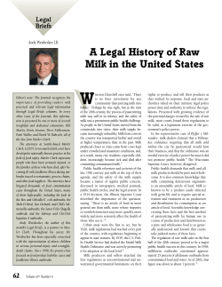 A Legal History of Raw Milk in the United States