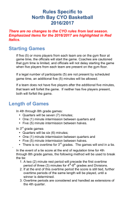 North Bay CYO Basketball Rules 2016/2017