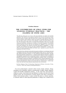 THE CONTRIBUTION OF STRAY FINDS FOR STUDYING
