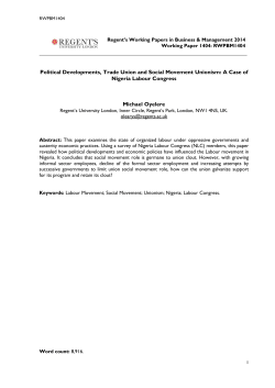 Political Developments, Trade Union and Social Movement