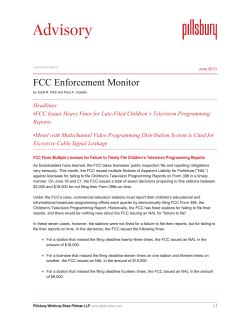 FCC Enforcement Monitor - Pillsbury Winthrop Shaw Pittman