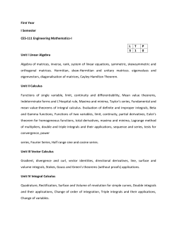 First Year I Semester CES-111 Engineering Mathematics