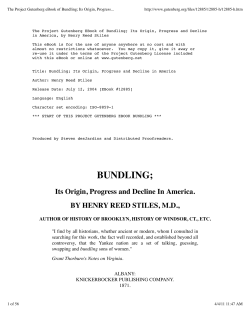 Bundling: Its Origin, Progress and Decline in America