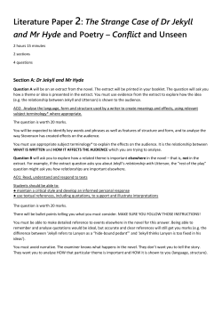 Literature Paper 2: The Strange Case of Dr Jekyll and Mr Hyde and