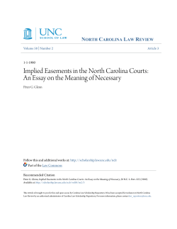 Implied Easements in the North Carolina Courts: An Essay on the