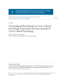 Chronological Benchmarks in Cross-Cultural Psychology. Foreword