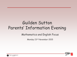 Maths and English evening for parents