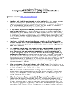 EMS Initial Certification FAQs