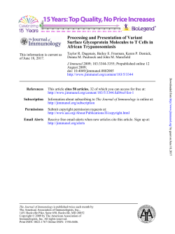 African Trypanosomiasis Surface Glycoprotein Molecules to T Cells