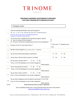 Preliminary assessment questionnaire of pay