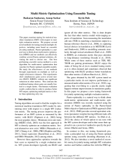 Multi-Metric Optimization Using Ensemble Tuning