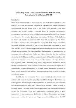 No lasting peace: Labor, Communism and the Cominform, Australia