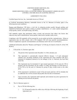CERTIFIED SEMEN SERVICES, INC. AGREEMENT FOR SEMEN