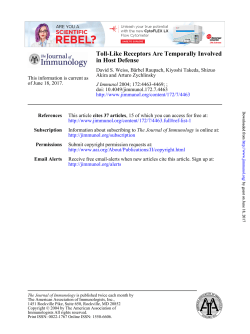 in Host Defense Toll-Like Receptors Are Temporally Involved
