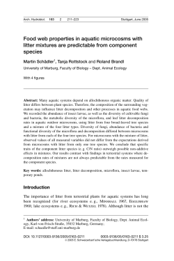 Food web properties in aquatic microcosms with litter mixtures