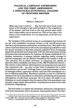 Political Campaign Advertising and the First Amendment: A