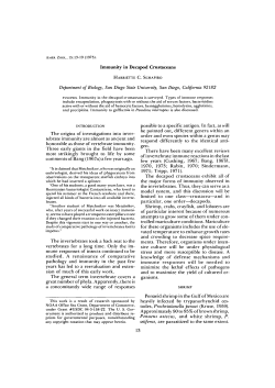 Immunity in Decapod Crustaceans The origins of investigations into