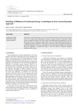 Modeling of Diffusion of Geothermal Energy Technologies in Iran