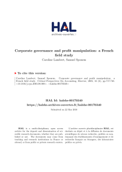 Corporate governance and profit manipulation: a French - Hal-SHS