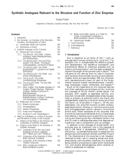 Synthetic Analogues Relevant to the Structure and Function of Zinc