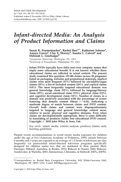 Infantdirected media: an analysis of product information and claims