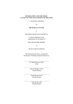 Humiliation and the Poor: A Study in the Management of Meaning
